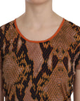 Just Cavalli Alluring Brown Snake Skin Pattern Blouse