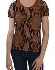 Just Cavalli Alluring Brown Snake Skin Pattern Blouse