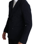 Dolce & Gabbana Elegant Dark Blue Dotted Slim-Fit Blazer