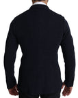 Dolce & Gabbana Elegant Dark Blue Dotted Slim-Fit Blazer