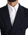 Dolce & Gabbana Elegant Dark Blue Dotted Slim-Fit Blazer