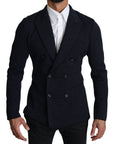 Dolce & Gabbana Elegant Dark Blue Dotted Slim-Fit Blazer