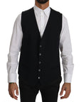 Dolce & Gabbana Sleek Black Cotton Blend Dress Vest