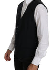 Dolce & Gabbana Sleek Black Cotton Blend Dress Vest