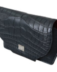 Dolce & Gabbana Elegant Blue Crocodile Leather Eyewear Pouch