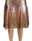 Dolce & Gabbana Gold Sequined High Waist Skirt