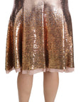 Dolce & Gabbana Gold Sequined High Waist Skirt