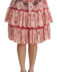 Dolce & Gabbana Elegant Pink Lace High-Waist Skirt