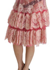 Dolce & Gabbana Elegant Pink Lace High-Waist Skirt