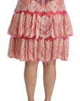 Dolce & Gabbana Elegant Pink Lace High-Waist Skirt