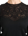 Dolce & Gabbana Elegant Silk-Blend Black Lace Blouse