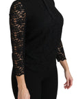 Dolce & Gabbana Elegant Black Lace Crew Neck Blouse