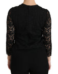Dolce & Gabbana Elegant Black Lace Crew Neck Blouse