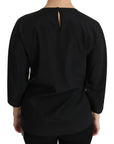Dolce & Gabbana Elegant Black Silk Stretch Embroidered Top