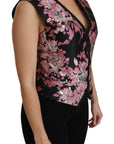 Dolce & Gabbana Elegant Floral Brocade Plunging Vest Top