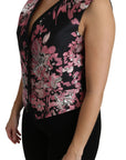 Dolce & Gabbana Elegant Floral Brocade Plunging Vest Top