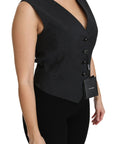 Dolce & Gabbana Chic Black Dotted Wool Blend Sleeveless Vest