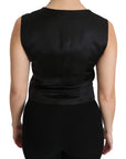 Dolce & Gabbana Chic Black Dotted Wool Blend Sleeveless Vest