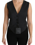 Dolce & Gabbana Chic Black Dotted Wool Blend Sleeveless Vest