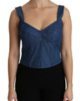 Dolce & Gabbana Elegant Sleeveless Bustier Top in Blue