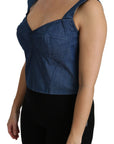 Dolce & Gabbana Elegant Sleeveless Bustier Top in Blue
