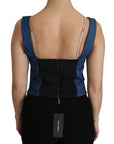 Dolce & Gabbana Elegant Sleeveless Bustier Top in Blue