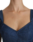 Dolce & Gabbana Elegant Sleeveless Bustier Top in Blue
