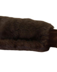 Dolce & Gabbana Elegant Brown Fur & Leather Elbow-Length Gloves
