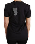 Dolce & Gabbana Black Cotton Crewneck Tee with Unique Print
