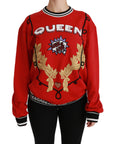 Dolce & Gabbana Radiant Red Sequined Crew Neck Sweater
