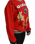Dolce & Gabbana Radiant Red Sequined Crew Neck Sweater