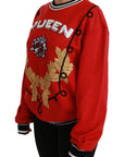 Dolce & Gabbana Radiant Red Sequined Crew Neck Sweater