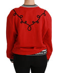 Dolce & Gabbana Radiant Red Sequined Crew Neck Sweater