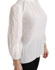 Dolce & Gabbana Elegant White Silk Turtle Neck Blouse