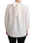 Dolce & Gabbana Elegant White Silk Turtle Neck Blouse