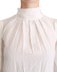 Dolce & Gabbana Elegant White Silk Turtle Neck Blouse