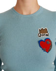 Dolce & Gabbana Queen Heart Beaded Wool Sweater