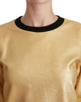 Dolce & Gabbana Elegant Gold Crew Neck Cotton Sweater