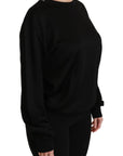 Dolce & Gabbana Elegant Black Cotton Crew Neck Pullover Sweater