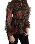 Dolce & Gabbana Elegant Floral Silk Long Sleeve Blouse