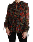 Dolce & Gabbana Elegant Floral Silk Long Sleeve Blouse