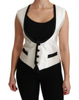 Dolce & Gabbana Elegant Silk Sleeveless Vest in Black & White