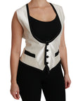 Dolce & Gabbana Elegant Silk Sleeveless Vest in Black & White