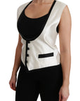 Dolce & Gabbana Elegant Silk Sleeveless Vest in Black & White