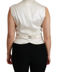 Dolce & Gabbana Elegant Silk Sleeveless Vest in Black & White