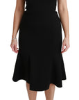 Dolce & Gabbana Elegant Black Fit Flare Wool Blend Dress