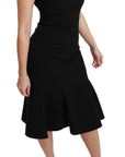 Dolce & Gabbana Elegant Black Fit Flare Wool Blend Dress