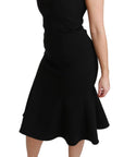 Dolce & Gabbana Elegant Black Fit Flare Wool Blend Dress
