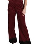 Dolce & Gabbana Elegant Maroon High Waist Wide Leg Trousers