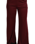 Dolce & Gabbana Elegant Maroon High Waist Wide Leg Trousers